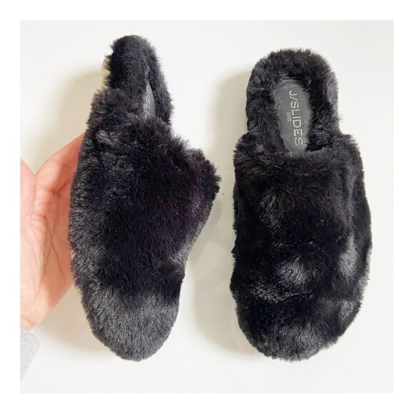J Slides Scarlett Faux Fur Slippers size 7 - Picture 3 of 10